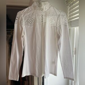 La Vie Rebecca Taylor eyelet mock neck blouse
